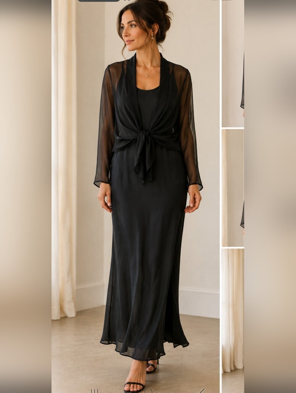 Vintage HARARI 100% Silk Two-Piece Set. Dress With Top –Made in USA | Black | M
